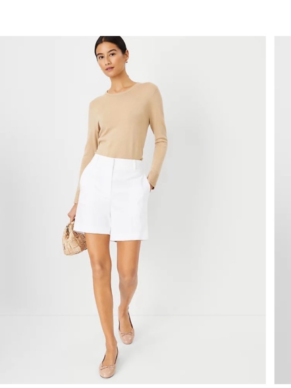 Ann Taylor | Metro White Tailored High-Waist Shorts | Size 10
